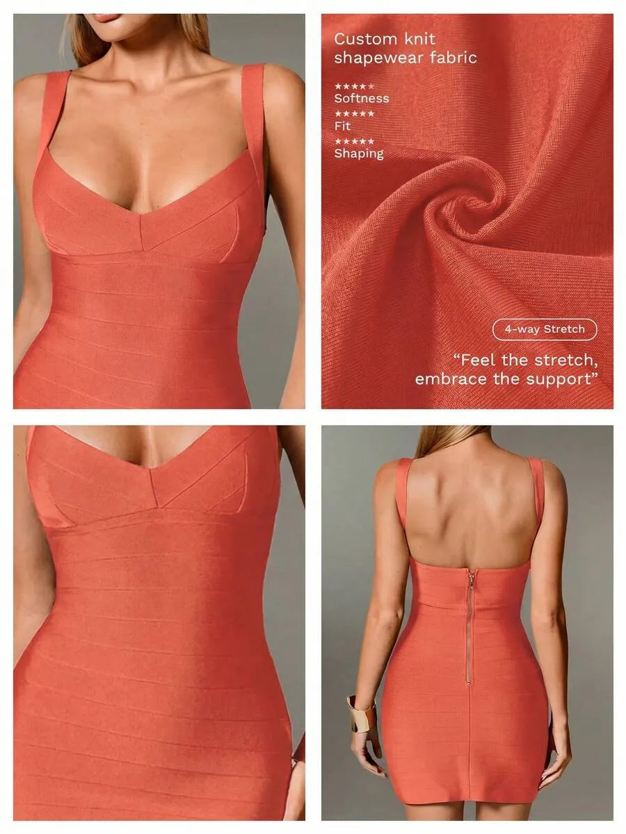 Plunge V-Neck Bandage Bodycon Mini Dress | Oyese