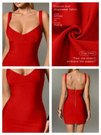 Plunge V-Neck Bandage Bodycon Mini Dress | Oyese