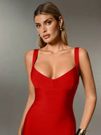 Plunge V-Neck Bandage Bodycon Mini Dress | Oyese