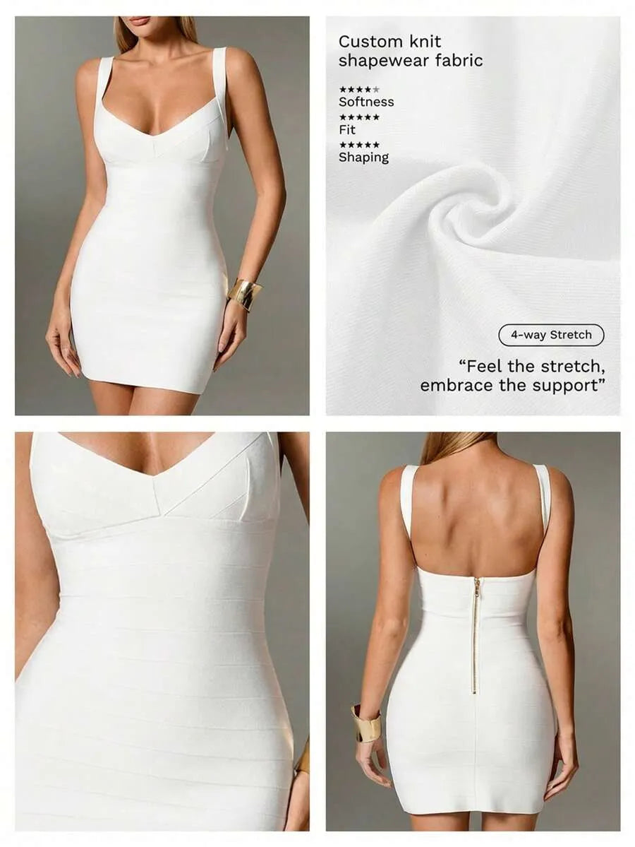 Plunge V-Neck Bandage Bodycon Mini Dress | Oyese