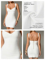 Plunge V-Neck Bandage Bodycon Mini Dress | Oyese