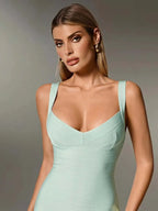 Plunge V-Neck Bandage Bodycon Mini Dress | Oyese
