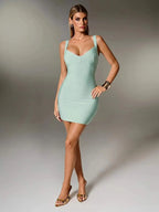 Plunge V-Neck Bandage Bodycon Mini Dress | Oyese