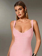 Plunge V-Neck Bandage Bodycon Mini Dress | Oyese