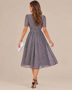 Polka Dot Tie Waist Fit-and-Flare Midi Dress | Oyese