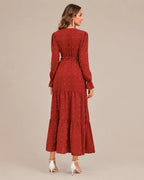 V-Neck Wrap Belted Tiered Swing Maxi Dress | Oyese