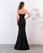 Strapless Bow Detail Satin Mermaid Evening Gown | Oyese