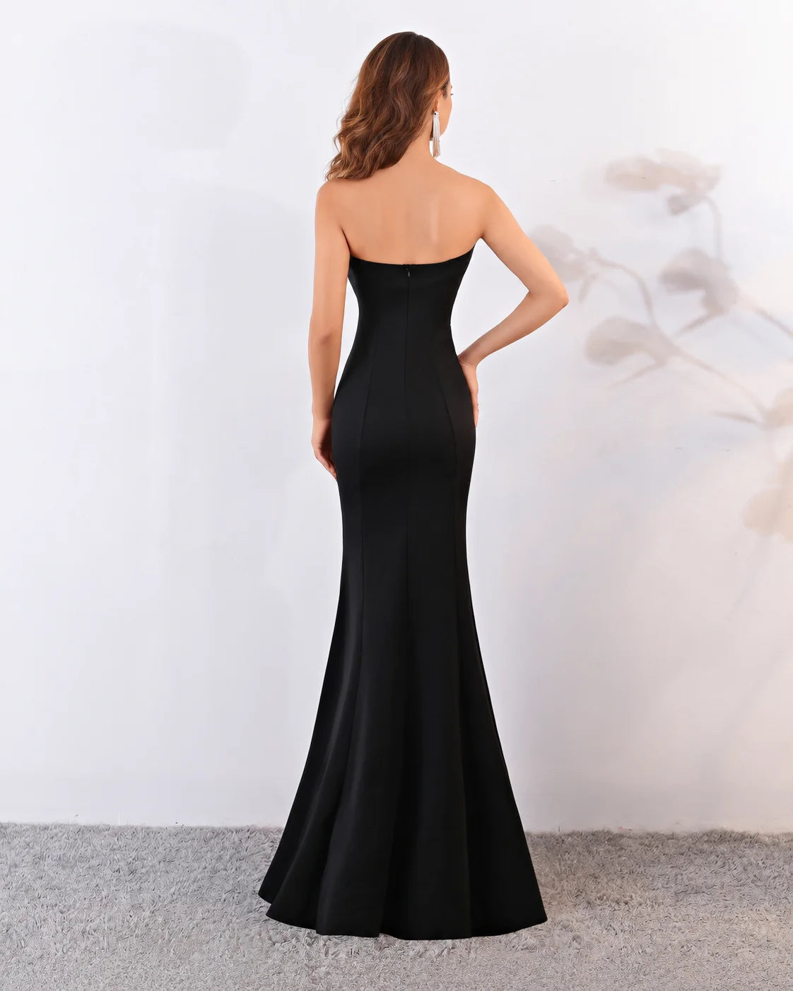 Strapless Bow Detail Satin Mermaid Evening Gown | Oyese