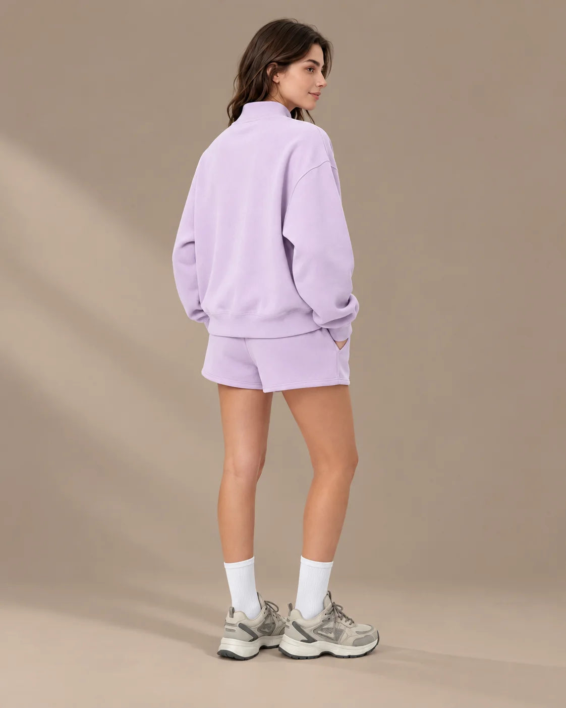 Oversized Mock Neck Fleece-Lined Pullover Sweatshirt | Oyese