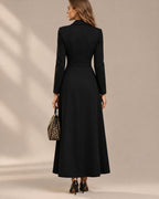 Double-Breasted Long Sleeve Fit and Flare Blazer Maxi Dress | Oyese