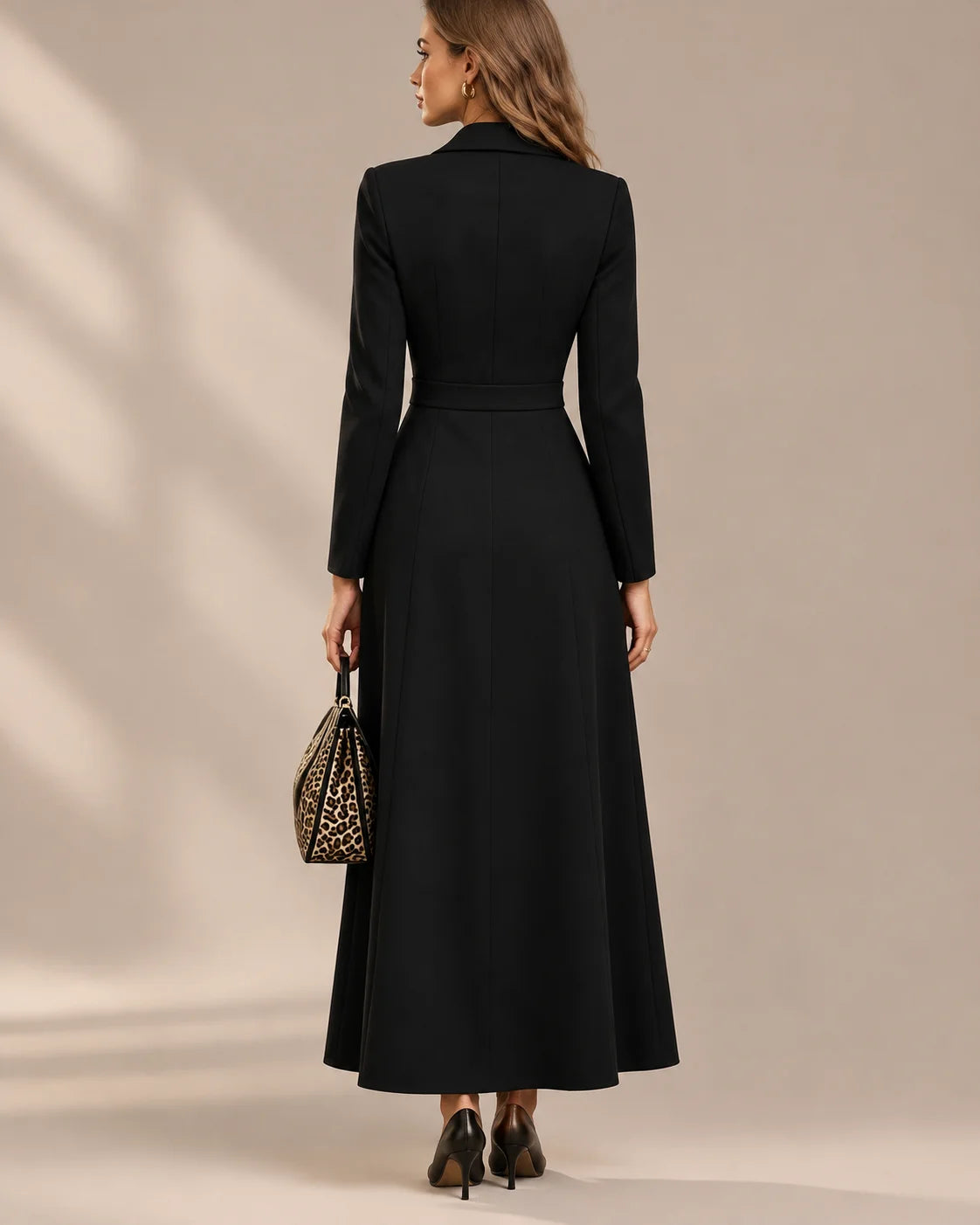 Double-Breasted Long Sleeve Fit and Flare Blazer Maxi Dress | Oyese