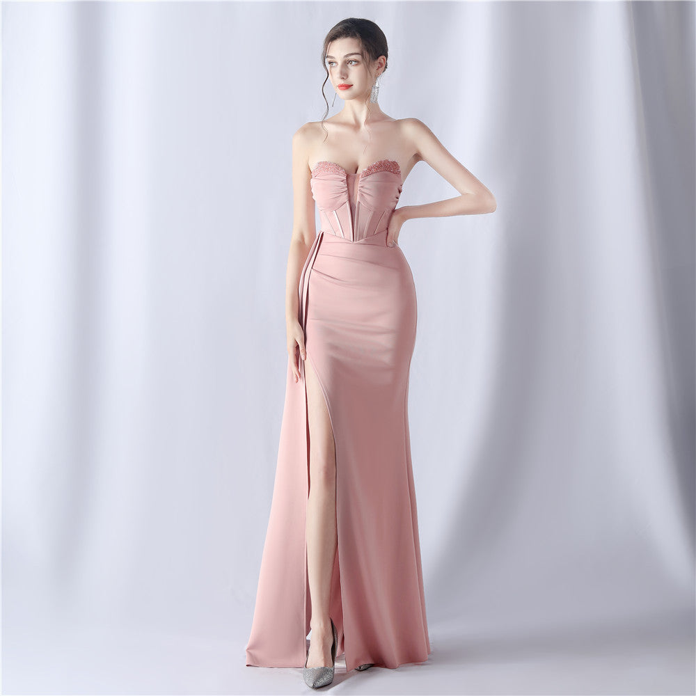 Strapless Beaded Mermaid Evening Gown
