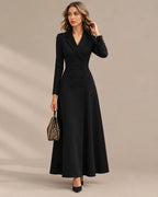 Double-Breasted Long Sleeve Fit and Flare Blazer Maxi Dress | Oyese