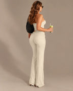 Strapless Top Low-Rise Flare Pants Set | Oyese