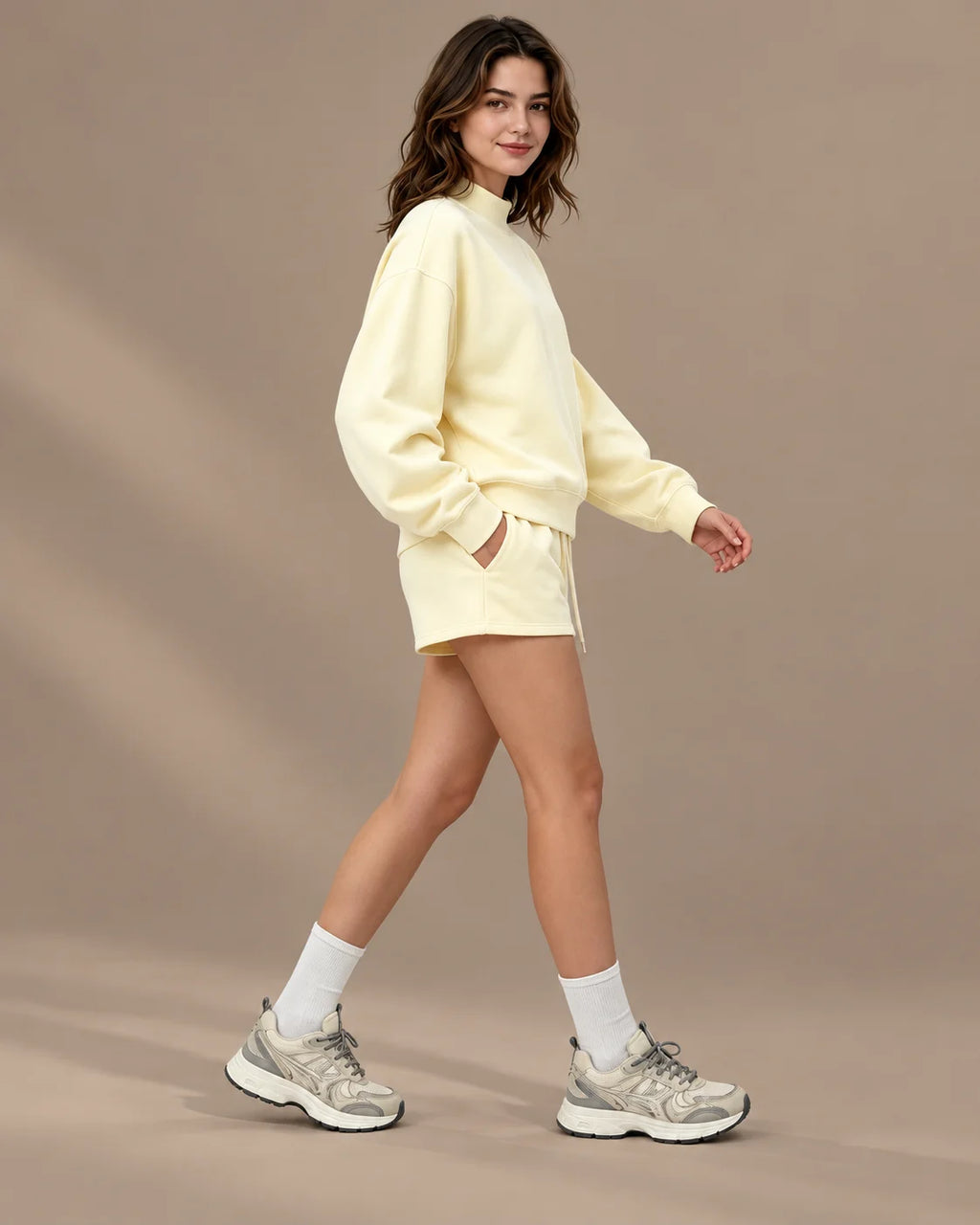 Oversized Mock Neck Fleece-Lined Pullover Sweatshirt | Oyese