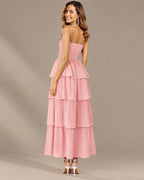 Strapless Smocked Bodice Tiered Maxi Dress | Oyese