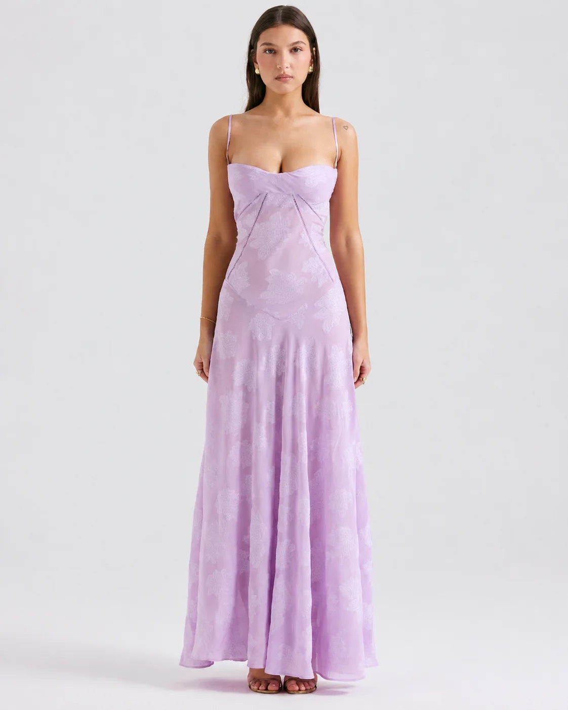 V-Neck Spaghetti Strap Floral Lace Slip Dress | Oyese
