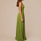 Lace Corset Halter Maxi Dress – Pleated A-Line Backless Formal Gown | Oyese