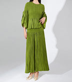 Pleated Fuzzy-Trim Mermaid Stretch Set