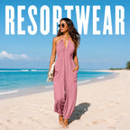 Halter Neck Wide-Leg Jumpsuit in Tropical Print
