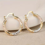 14K Gold Plated Twisted Round Hoop Earrings