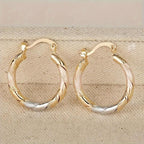 14K Gold Plated Twisted Round Hoop Earrings