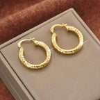 14K Gold Plated Twisted Round Hoop Earrings