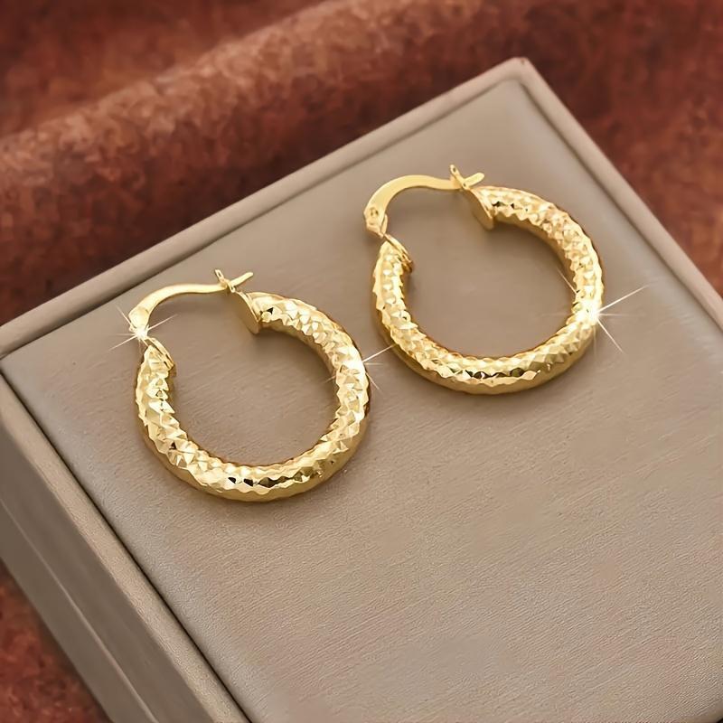 14K Gold Plated Twisted Round Hoop Earrings