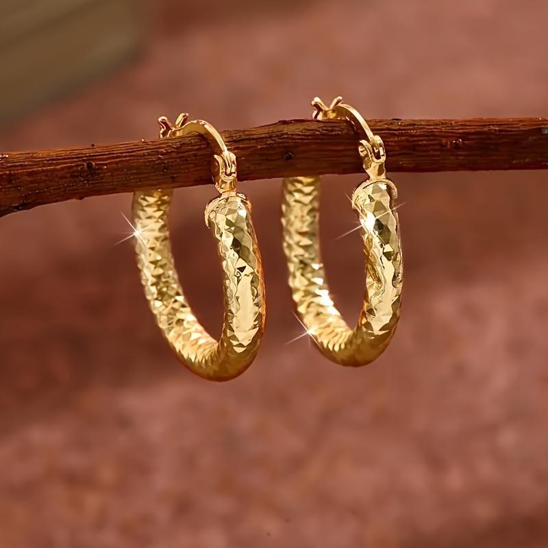14K Gold Plated Twisted Round Hoop Earrings