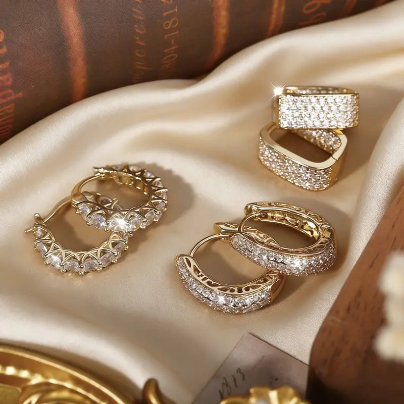 Women's Layered Earrings 14k Gold-Plated