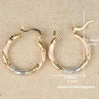 14K Gold Plated Twisted Round Hoop Earrings