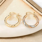 14K Gold Plated Twisted Round Hoop Earrings