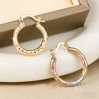 14K Gold Plated Twisted Round Hoop Earrings