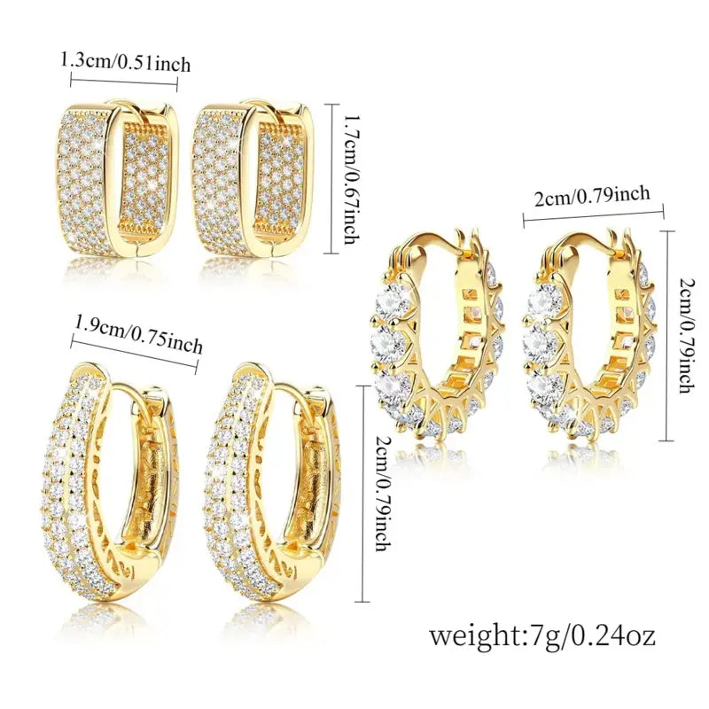 Women's Layered Earrings 14k Gold-Plated