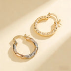 14K Gold Plated Twisted Round Hoop Earrings