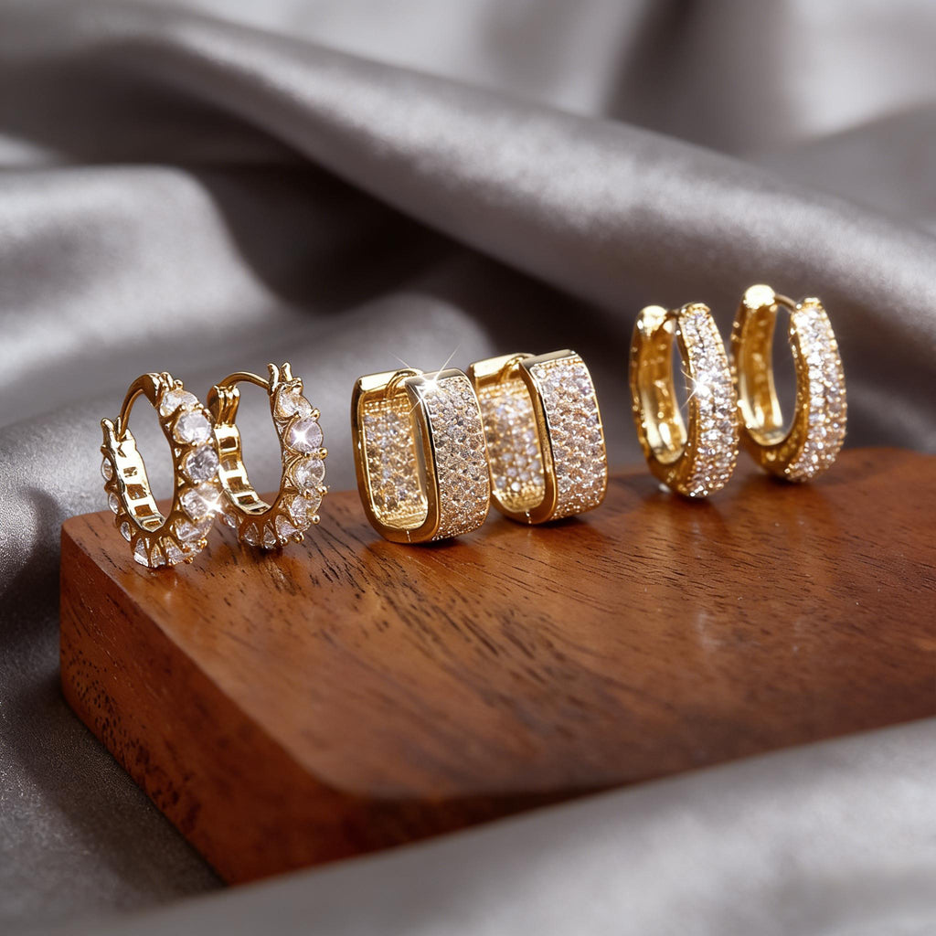 Women's Layered Earrings 14k Gold-Plated