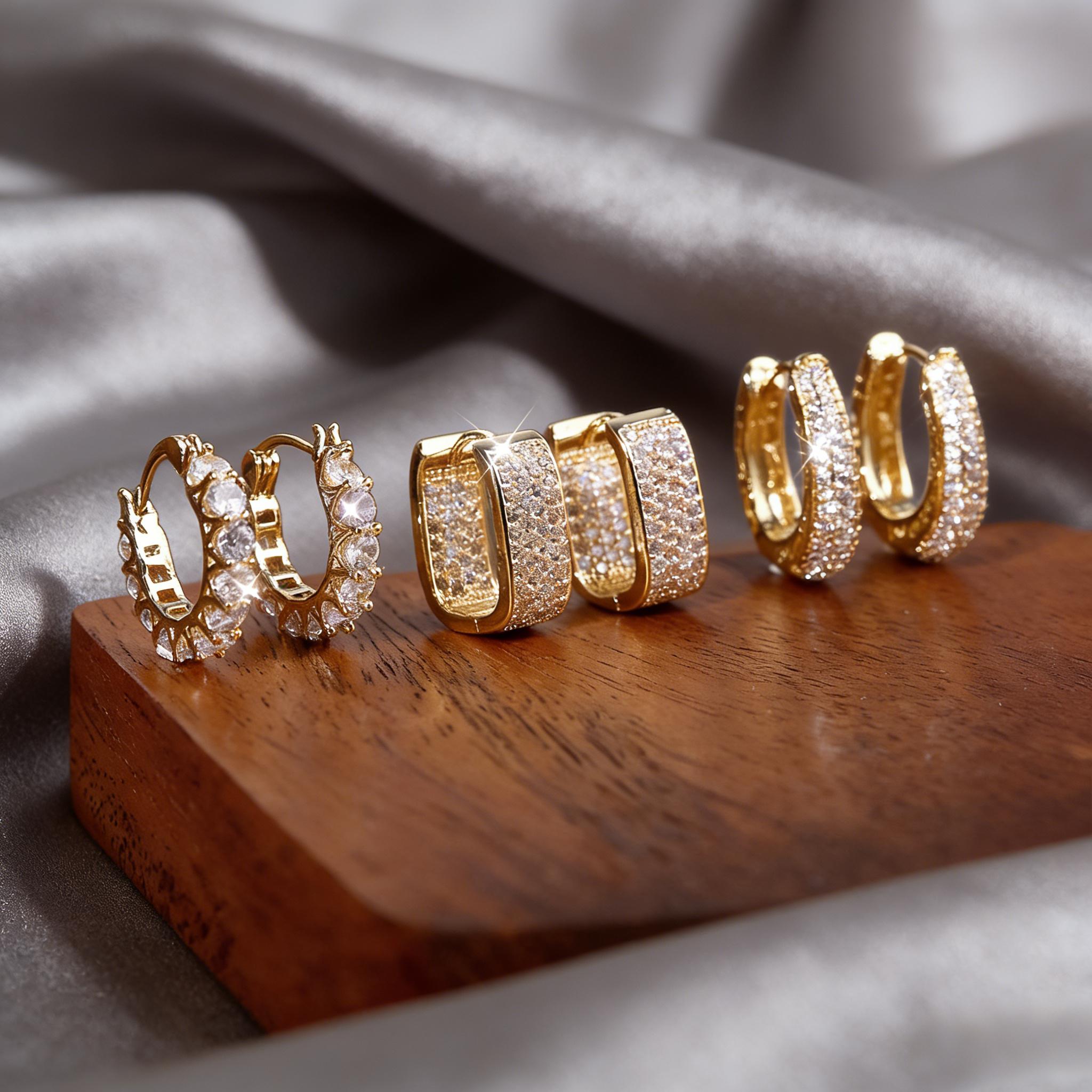 Women's Layered Earrings 14k Gold-Plated