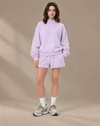 Oversized Mock Neck Fleece-Lined Pullover Sweatshirt | Oyese