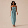 Halter Tie Gathered Maxi Dress with Pockets – Relaxed Summer Drape | Oyese