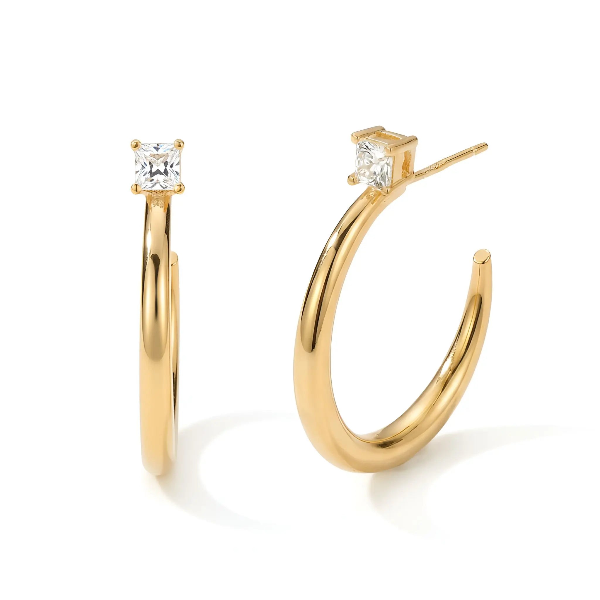 14K Gold & White Gold Plated Hoop Earrings