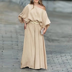 Satin Flow Off-Shoulder Two-Piece Set