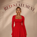 Women's Square Neck Long Sleeve Mini Dress