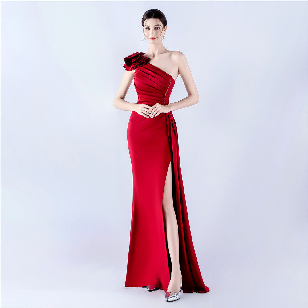 The Rose Gown — One-Shoulder Beaded Evening Dress
