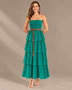 Strapless Smocked Bodice Tiered Maxi Dress | Oyese