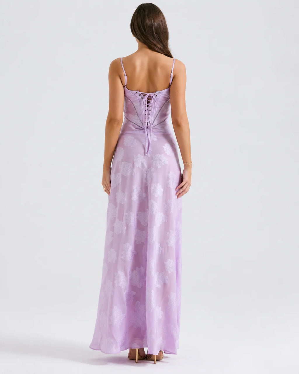 V-Neck Spaghetti Strap Floral Lace Slip Dress | Oyese