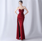 Strapless Beaded Mermaid Evening Gown