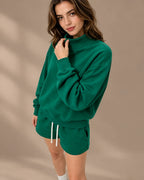 Oversized Mock Neck Fleece-Lined Pullover Sweatshirt | Oyese