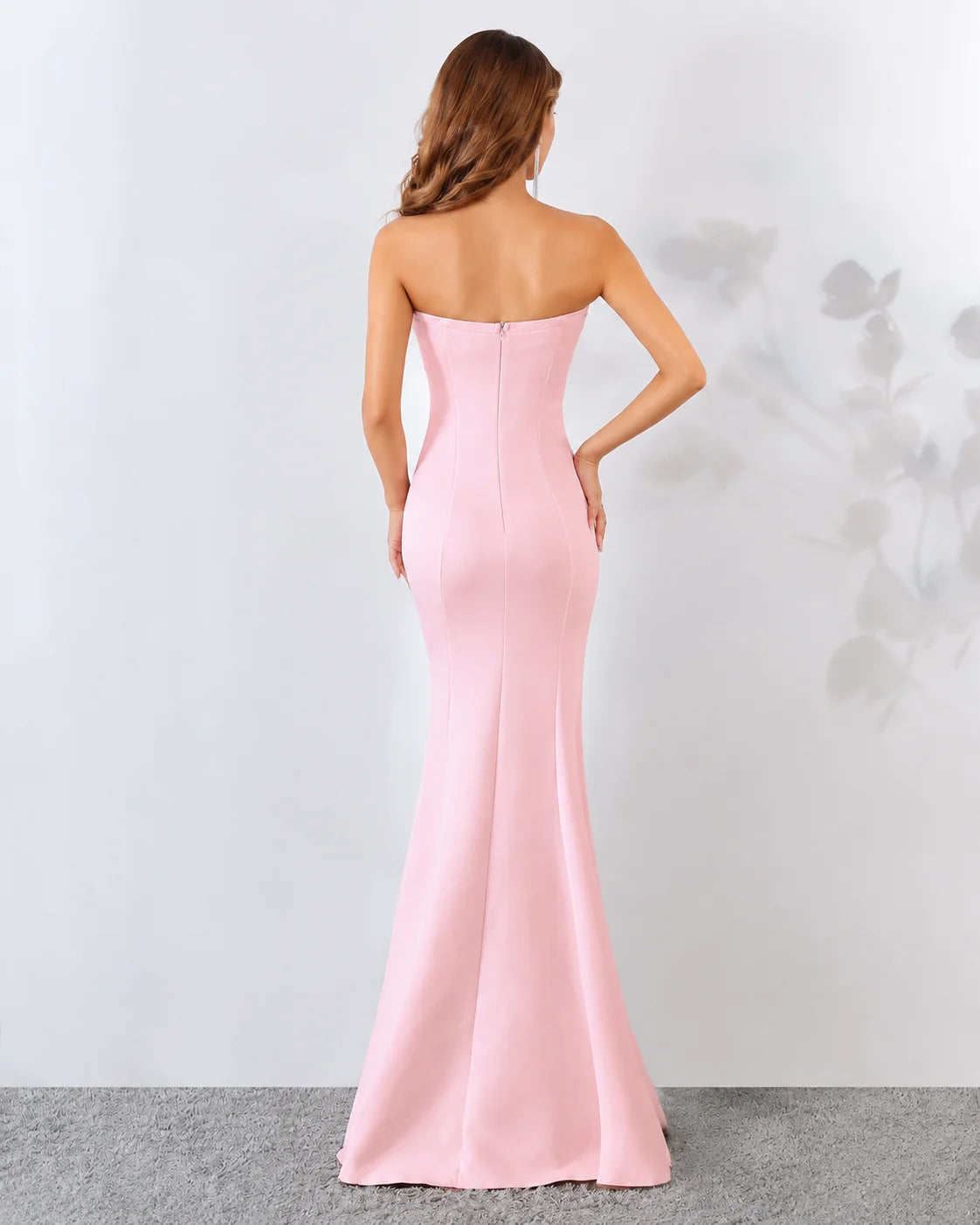 Strapless Bow Detail Satin Mermaid Evening Gown | Oyese