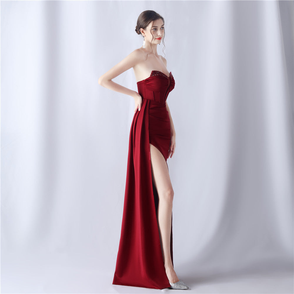 Strapless Beaded Mermaid Evening Gown