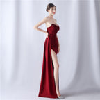 Strapless Beaded Mermaid Evening Gown